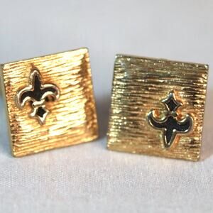 Vintage Cuff Links Fleur De Lis Boyscout Insignia Gold Tone Metal
